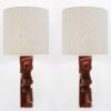 Pair of Carved Wooden Table Lamps by Gianni Pinna