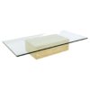Mid-Century Travertine and Glass Coffee Table