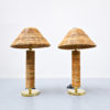 Pair of Modern Italian Brass and Bamboo Table Lamps