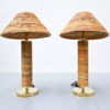Pair of Modern Italian Brass and Bamboo Table Lamps - Image 2