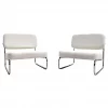 Pair of French Mid Century Chairs in Chrome & White Boucle
