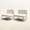 Pair of French Mid Century Chairs in Chrome & White Boucle - Image 2