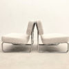 Pair of French Mid Century Chairs in Chrome & White Boucle - Image 4