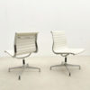 Pair of White Vegan Leather Desk Chairs by Charles Eames for Herman Miller