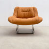 Italian Mid Century Orange Lounge Chair & Ottoman - Image 8