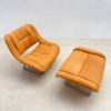 Italian Mid Century Orange Lounge Chair & Ottoman - Image 3