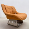 Italian Mid Century Orange Lounge Chair & Ottoman - Image 5