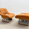 Italian Mid Century Orange Lounge Chair & Ottoman - Image 2
