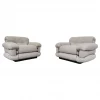 Pair of Italian Mid Century Modern Armchairs in Beige Boucle