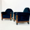 Pair of Hungarian Mid Century Modern Armchairs in Blue Velvet - Image 3