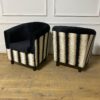 Pair of French Mid Century Black & Beige Armchairs - Image 4