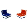 Pair of Italian Mid Century Modern Red & Blue Armchairs