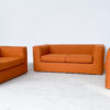 Italian Mid Century Orange Three Piece Sofa Set - Image 2
