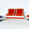 Pair of Italian Mid Century Modern Red & Blue Armchairs - Image 3