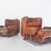 Pair of Mid Century Modern Leather & Chrome Armchairs - Image 2