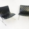 Pair of Black Leather & Chrome Lounge Chairs by Ross Littell for ICF - Image 3