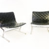 Pair of Black Leather & Chrome Lounge Chairs by Ross Littell for ICF - Image 2