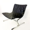 Pair of Black Leather & Chrome Lounge Chairs by Ross Littell for ICF - Image 4