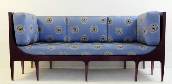 Three-Seater Sofa by Bruno de Caumont, Lacquered Wood and Fabric, 1990s