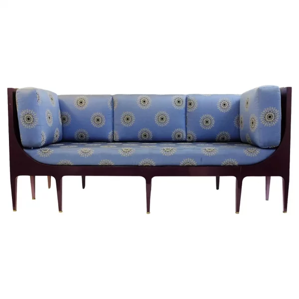 Three-Seater Sofa by Bruno de Caumont, Lacquered Wood and Fabric, 1990s