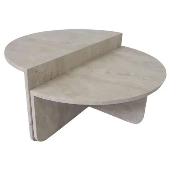 Mid-Century Modern Two-Parts Travertine Coffee Table, Italy, 1970s