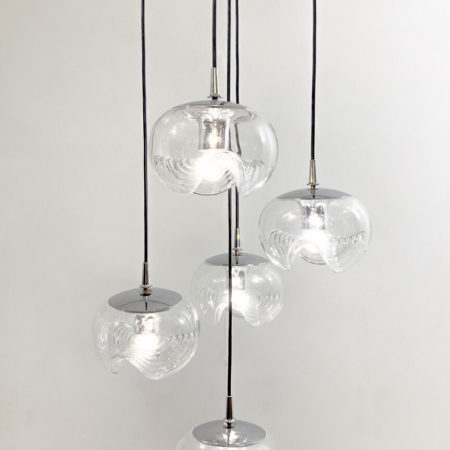 mid century modern glass cascade chandelier Peill & Putzler