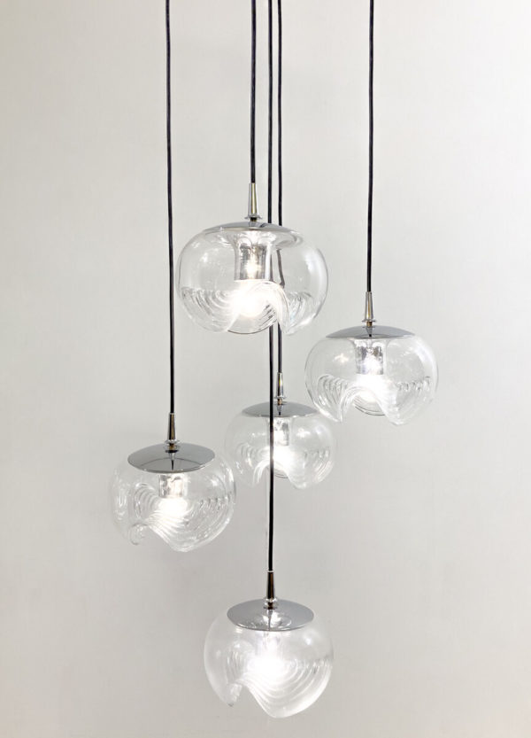 mid century modern glass cascade chandelier Peill & Putzler