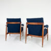 Pair of Italian Mid Century Armchairs in Navy Boucle - Image 5
