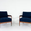 Pair of Italian Mid Century Armchairs in Navy Boucle - Image 3