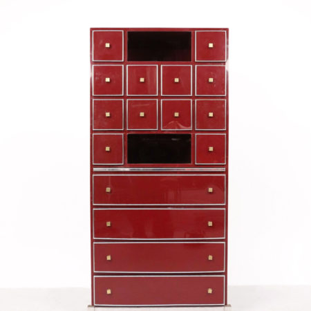 mid century red cabinet