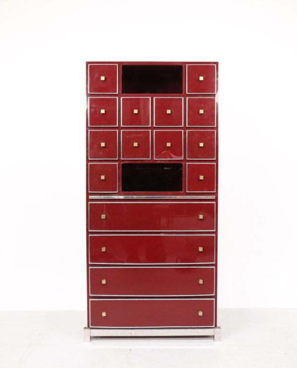 mid century red cabinet