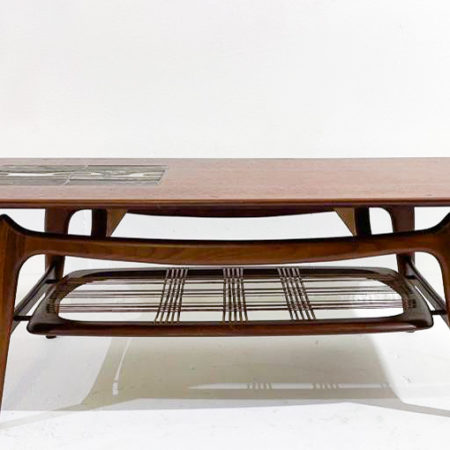 Mid-Century Modern Coffee Table with Ceramic Details, 1960s