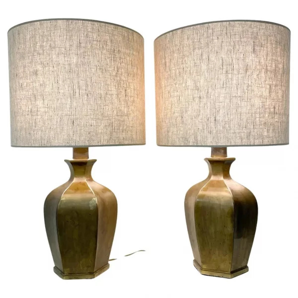 Mid-Century Modern Pair of Bronze Table Lamps