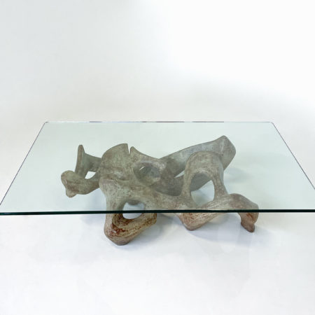 Mid-Century Modern Coffee Table attributed to Claudio Trevi, Glass and Concrete, 1970s