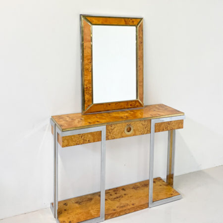 Mid-Century Modern Console With Mirror in the style of Willy Rizzo, 1970s