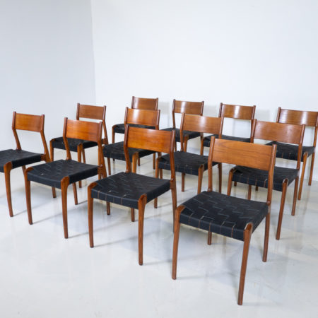 Mid-Century Modern Set of 12 Dining Chairs by Fratelli Reguitti, Italy, 1950s