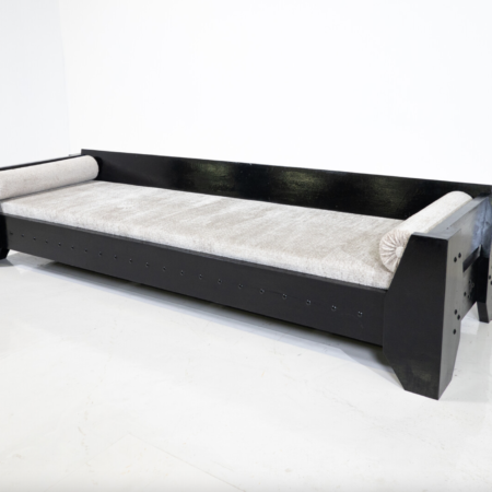 Modernist Sofa / Daybed, Black Wood and Fabric, 1960s