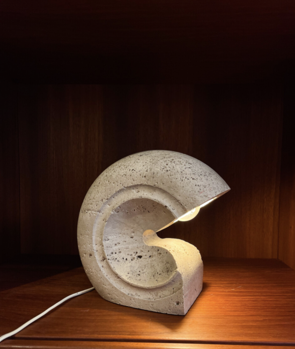 Mid-Century Modern Travertine Table Lamp by Giuliano Cesari for Sormani, Italy, 1970s
