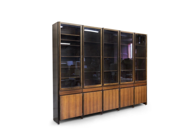Mid-Century Modern Bookcase by Ico Parisi, Wood and Glass, Italy, 1950s