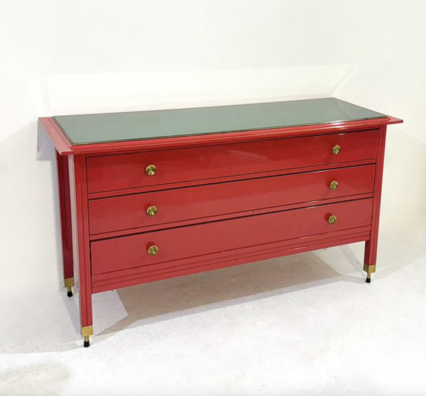 Mid-Century red Chest of Drawers by Carlo di Carli - Italy 1970s