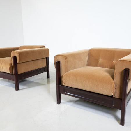 Mid-Century Pair of Armchairs by Saporiti, Italy, 1960s - New Upholstery