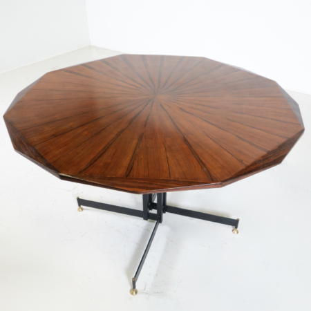 Mid-Century Round Wooden Dining Table, Italy, 1960s