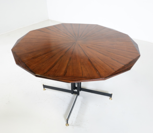 Mid-Century Round Wooden Dining Table, Italy, 1960s