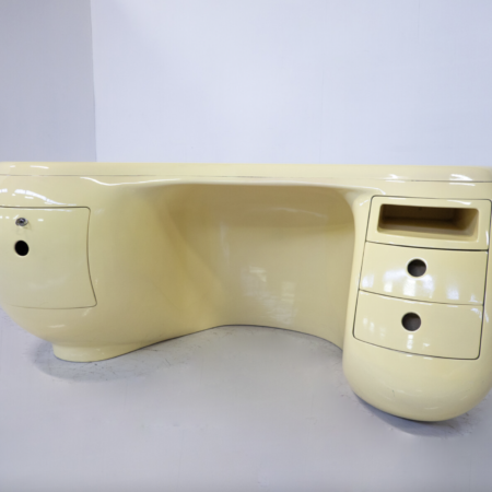 Yellow Boomerang Desk by Maurice Calka for LeLeu Deshays, France, 1970s