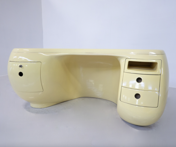 Yellow Boomerang Desk by Maurice Calka for LeLeu Deshays, France, 1970s