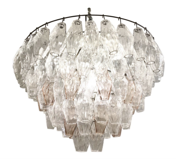Mid-Century Murano Glass Chandelier "Polyhedr" by Carlo Scarpa, Italy, 1950s