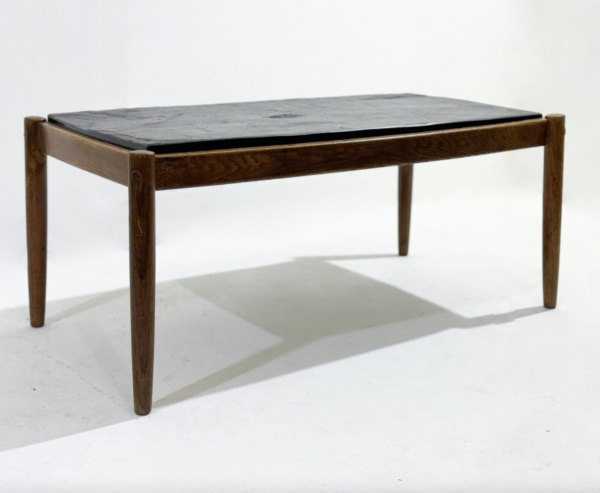 Mid-Century Modern Coffee Table, Oak and Shale