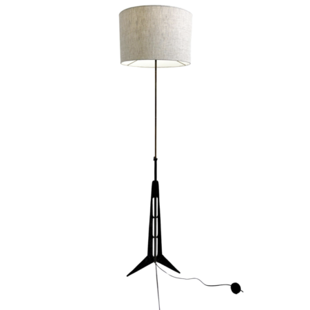 Mid-Century Modern Wrought Iron Tripod Floor Lamp