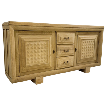 Mid-Century Brutalist Wooden Sideboard in style of Charles Dudouyt