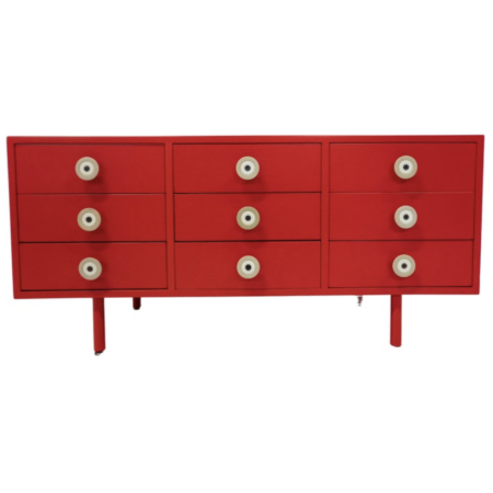 Mid-Century Modern Red Lacquered Sideboard by Planula, Italy, 1970s